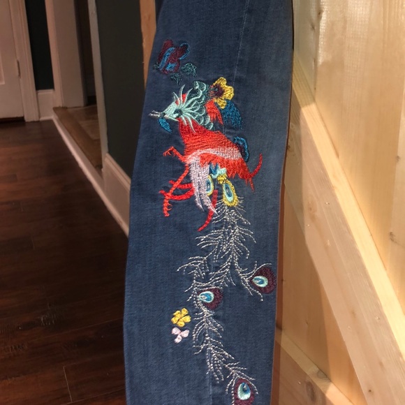 Free People embroidered bird jean-EUC-$60 FIRM - Picture 3 of 4